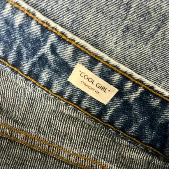 Avec Les Filles Cool Girl Distressed High Rise Straight Jeans 29 Workshop Blue - Picture 11 of 16